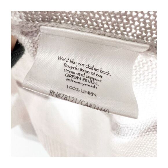 Eileen Fisher Cardigan Sweater Womens Medium Linen Buttons Ladies Gray White - Picture 6 of 7